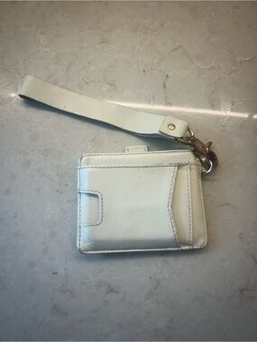 White Leather Wristlet Card Holder Wallet